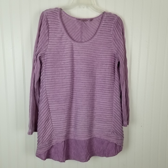 Soft Surroundings Long Sleeve Textured Purple Tunic Top High Low Size Medium - Picture 11 of 11